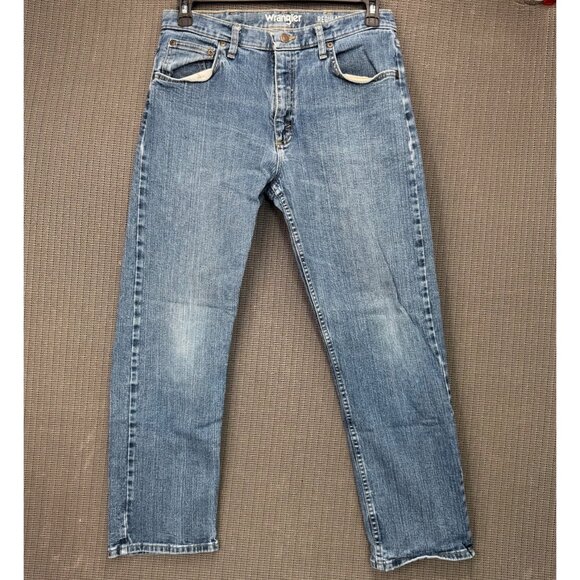 Wrangler Mens Size 32x30 Blue Straight Leg Regular Fit Denim Jeans - Picture 1 of 12